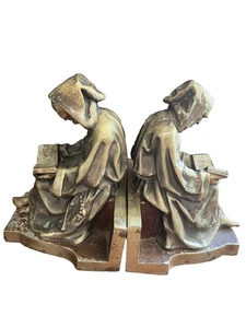 MCM Paar Gussmetall Mönch Buchstützen - 7,5" hoch x 6" breit; Wiegen 5,75 Pfund - Bild 1 von 18