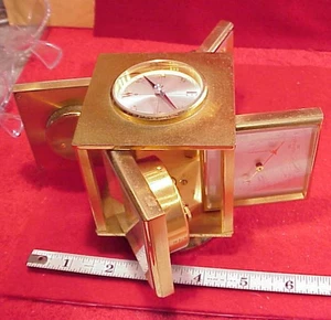 Bucherer Imhof Midcentury vergoldete Tischuhr und Wetterkompendium - 60er Jahre KOMPASS - Bild 1 von 24