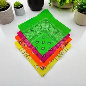 100% Cotton Large Paisley Fluorescent  Bandana Head Scarf  Neck Tie Dye   902 - Picture 1 of 20