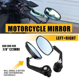 For Triumph Trident 660 Black Motorcycle 7/8" Bar End Rearview Mirrors Aluminum - Picture 1 of 12