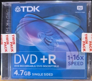 TDK DVD-R Recordable Discs 2 Twin Pack - Brand New. - Picture 1 of 2