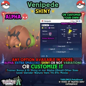 Pokemon Legends ZA 🐉 Venipede - SHINY/NON/ALPHAS/XS/BUNDLES ✨ OR CUSTOM ✨ - Picture 1 of 20