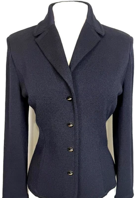 CHAQUETA ST John tejida básica nueva sin etiquetas Negro LOGO Botón Princesa Talla 10 Foto 1 de 4