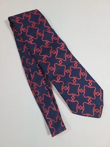 Corbata de cuello Granada para hombre 100 % poliéster puntiaguda patrón formal naranja azul marino 54" x 4" - Imagen 1 de 7