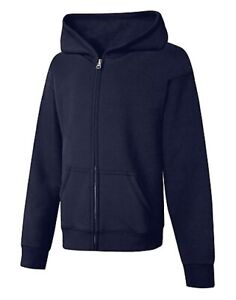 Hanes Girls' Full-Zip Hoodie Sweatshirt ComfortSoft EcoSmart Front Pockets Plain