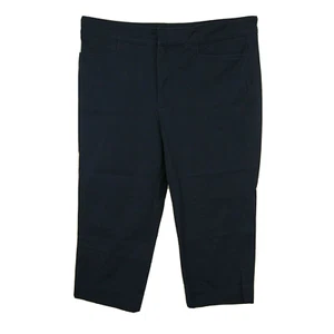 Chaps Capri Cropped Pants Chino Women Size 16 Navy Blue Pockets Zipper Fly - Picture 1 of 6