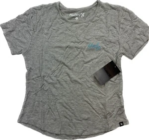 Hurley Women’s Baby T shirt Script Logo Soft Grey Gray Crop Size Small - Picture 1 of 9