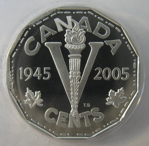 Canada 2005 5-cent 60th Anniv. of VE-Day 92.5% Silver Proof Sealed ( One Coin ) Cover