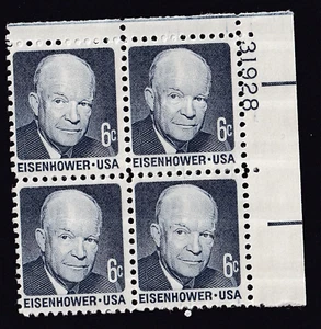 Scott #1393 Dwight Eisenhower Plate Block of 4 Stamps - MNH P#31928 UR - Picture 1 of 1