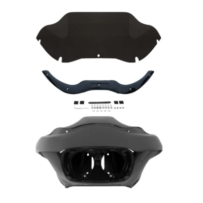 Matte Black Front Fairing Windshield & Trim Fit For Harley Road Glide FLTR 04-13 - Изображение 1 из 4