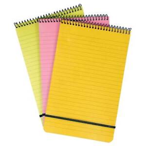 Note Pad A5 Spiral Multi-coloured Neon Ruled Notebook - Pack of 3, Chiltern Wove