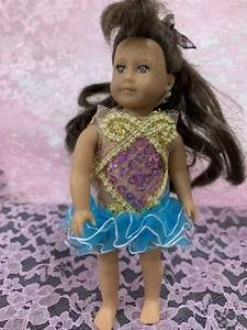 Passt 6,5" Zoll American Mini Mädchen Puppenkleidung nur Party Ballkleid blau Spitze - Bild 1 von 4