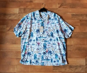 Caribbean men's XL modal/poly COCKTAIL BEVERAGES tropical summer shirt - Bild 1 von 5