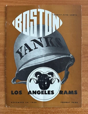 vintage 1946 NFL LOS ANGELES RAMS @ BOSTON YANKS FOOTBALL PROGRAM - NOV 24 - Image 1 of 3