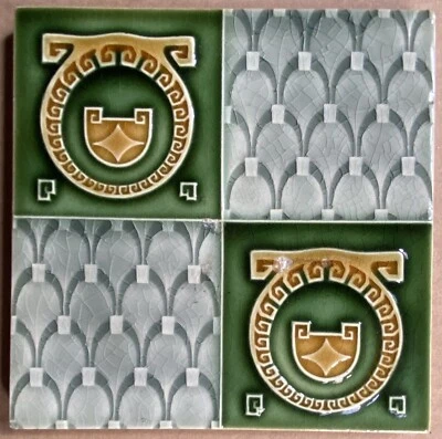 ANTIQUE HELMAN BELGIUM - MAJOLICA TILE C1900 - Image 1 of 4