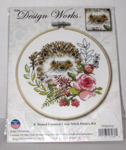 Kit de punto de cruz contado erizo Design Works #7036 con aro NUEVO - Imagen 1 de 2