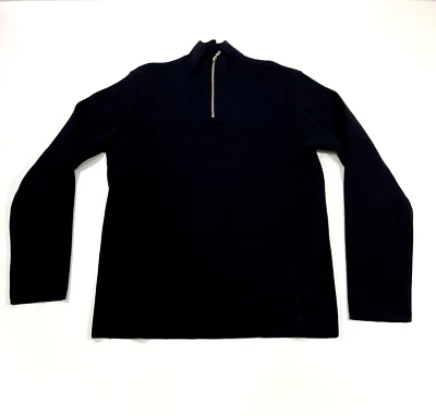 MetropolitanView 100% Merino Wool 1/4 Zip Sweater Black Mens Small Italy *Small - Image 1 of 4