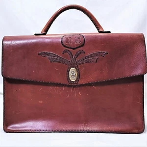 Vtg Top Grain Leather Lawyers Messenger Attache Briefcase Custom Bespoke ARIZONA - Picture 1 of 13