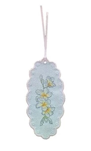 Segnalibro pronto punto croce - fiore di plumeria 17 x 8 cm - Foto 1 di 6