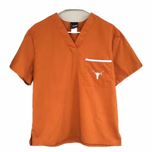 Dudz Scrub Top Small Texas Longhorns Burnt Orange Short Sleeve VNeck Embroidered - Picture 1 of 7