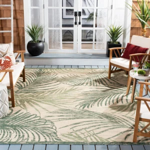 SAFAVIEH Outdoor CY7557-32212 Courtyard Beige / Green Rug - Picture 1 of 25