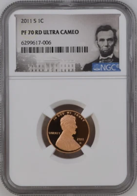 2011-S 1C LINCOLN SHIELD CENT NGC PF 70 RD ULTRA CAMEO TOP-POP HIGHEST-GRADES  - Image 1 of 2