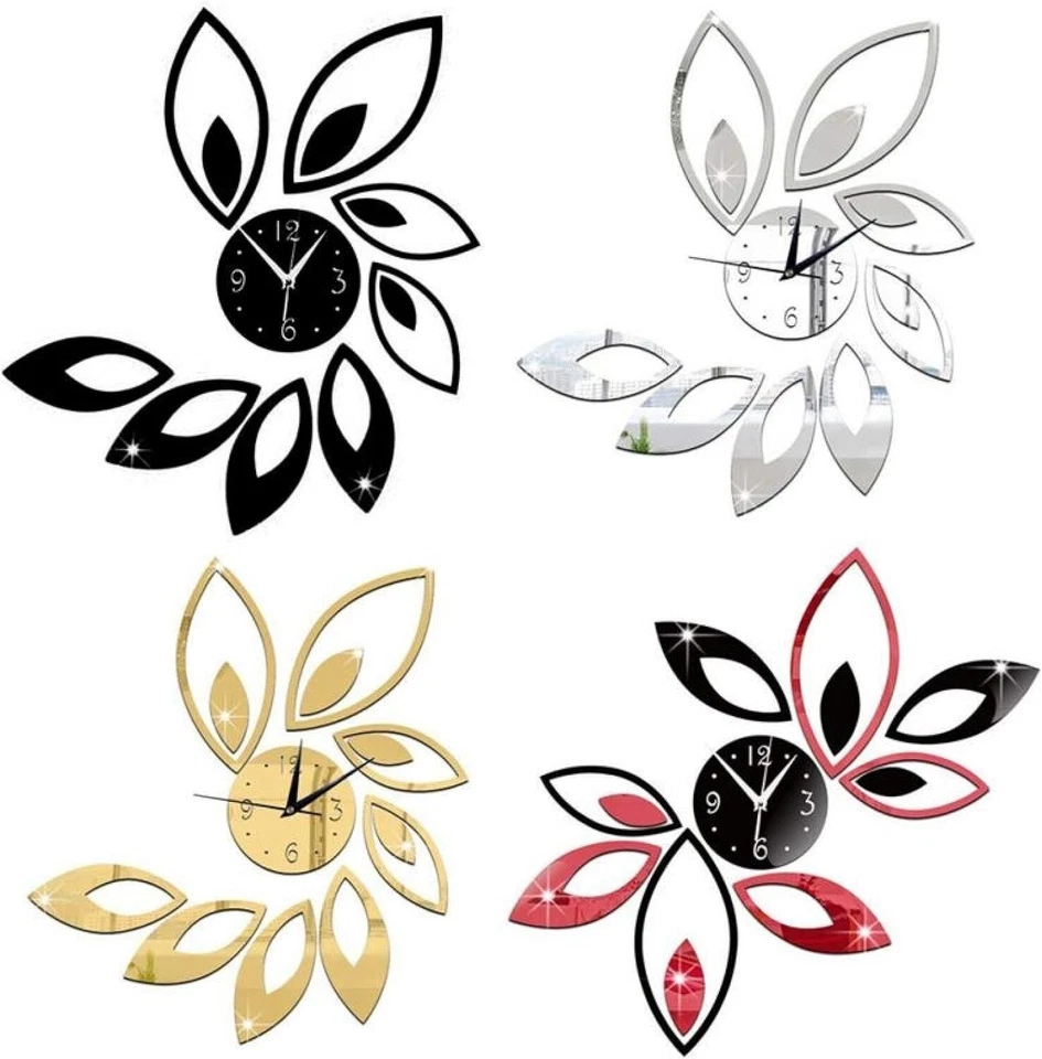 Modern Large Acrylic Sticker Quartz Wall Clock 3D Decorative Living Room Watch - Image 1 of 4