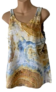 Tie Dye Tank Top Old Navy Cotton Blend Size XL Hand Dyed Shades Yellow & Blue - Picture 1 of 5