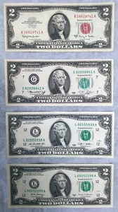 $2 TWO DOLLAR BILL Ensemble - 1963, 1976, 2009, 2017 - crisp and near-mint - Picture 1 of 4