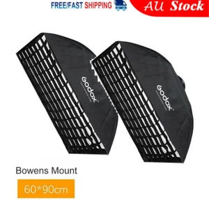 2X Godox 60x90cm Softbox Bowens Mount with Grid For Studio Strobe Flash - Picture 1 of 12