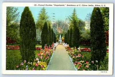 Aiken South Carolina SC Postcard Formal Garden Hopelands Exterior c1957 Vintage - Image 1 of 2