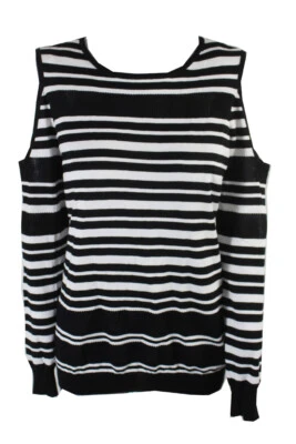 Свитер Thalia Sodi глубокий черный комбинированный в полоску с открытыми плечами глубокий черный комбинированный - Изображение 1 из 3