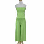 Ecko Red Knit Jumper Lime Green Romper Womens Size M Tube Smocked Palazzo Pants