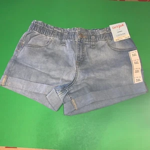 Cat & Jack Girls  L (10/12) Plus High Rise Paper Bag Waist Shorts Medium Wash 👧 - Picture 1 of 3