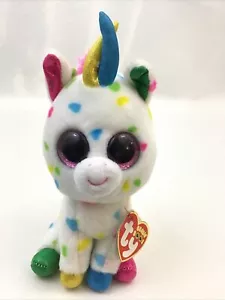 Ty Beanie Boos Harmonie The Unicorn Peluche 7” Rosa Scintillante Occhi VelveTy Etichette - Foto 1 di 10
