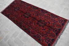 2'8 x 6'6 Handmade vintage afghan turkmen khal muhammadi rug, Afghan red rug 3x6