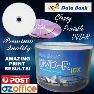 PREMIUM Data Bank Glossy Printable DVD 16x Blank DVD-R Discs - Print to Centre - Picture 1 of 3