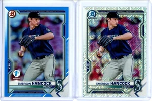 2021 Bowman Emerson Hancock #BFE-78 Blue Foil & Mojo Refractor #BCP-78 Mariners! - Picture 1 of 2