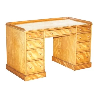 ANTIGUO ESCRITORIO PEDESTAL VICTORIANO TOTALMENTE ESTAMPADO MORRIS & CO CIRCA 1880 MADERA SATINADA Foto 1 de 4