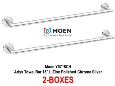 Toallero 18" Zinc, Cromo Pulido - Moen Y5718CH Arlys (2 Cajas) Foto 1 de 3