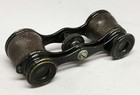 Vtg c1900 Lemaire Paris Opera Black Enamel & Brown Leather Glasses Binoculars 