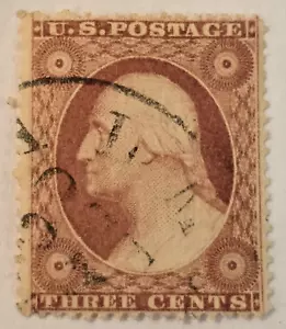 US Stamp Scott #25A - A10 3c rose, Type II- Used - F - Picture 1 of 2