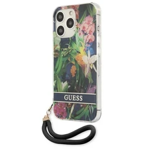 Coque Guess rigide avec sangle � fleurs pour Apple iPhone 13 Pro/13 6,1 - bleu - Foto 1 di 4