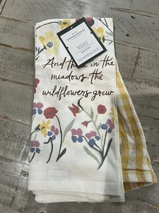 Threshold Kitchen Towel Hand Towel Set 18 x 28" ~ New - Wildflowers & Plaid - Picture 1 of 4