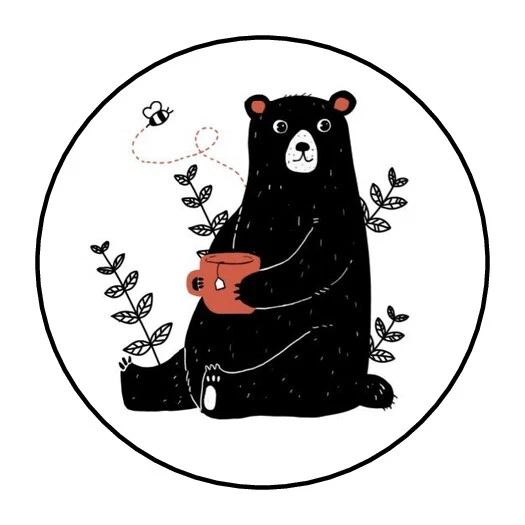 30 1.5" BEAR PARTY FLOWERS FAVOR LABELS ROUND STICKERS ENVELOPE SEALS - Image 1 of 1