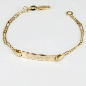14K Gold Filled Baby Bracelet With Engraving 6'' adjustable Christmas Gift-14 - Picture 1 of 10