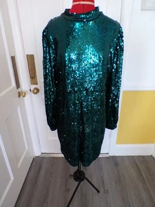 Vestido de mujer forrado con lentejuelas verde y negro talla 16 (12) - Imagen 1 de 9