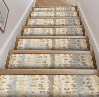 15 PCS Non-Slip Stair Treads Rubber Backing Stair-Runners, 8” x 30” Tan - Image 1 of 4