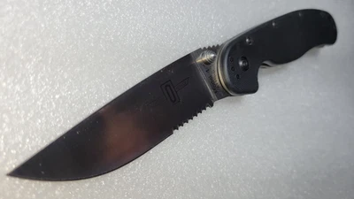 Ontario RAT Model 1 Liner Lock Knife Black Scales (3.625" Satin Serr) 4-Way Clip - Image 1 of 4