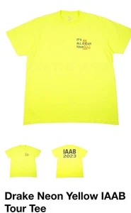 IAAB tour merch T SHIRT Drake Neon Yellow 2023 ALL A BLURTOUR Size Large - Picture 1 of 8